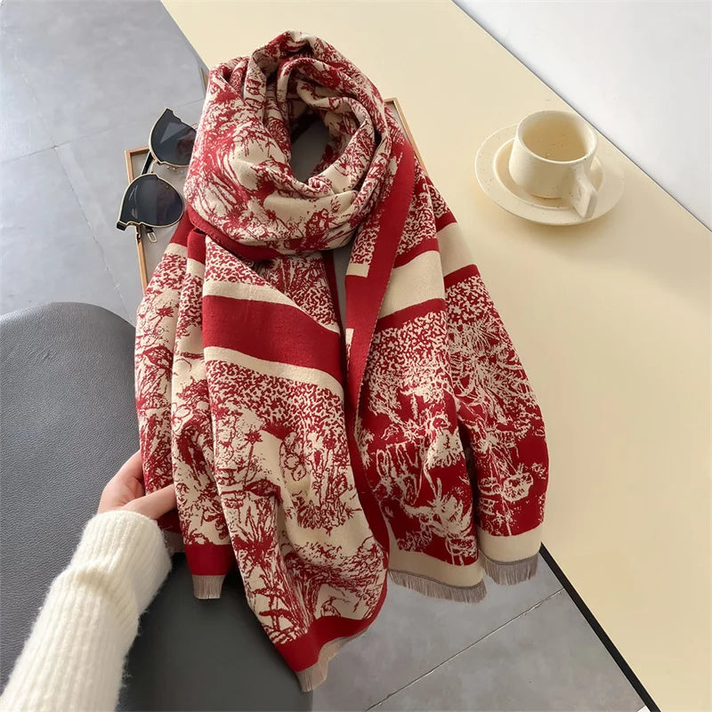 Thick Blanket Warm Cashmere Scarf for Women Luxury Winter Shawl Wrap Pashmina Bufanda Poncho Female Soft Bandana Foulard Echarpe