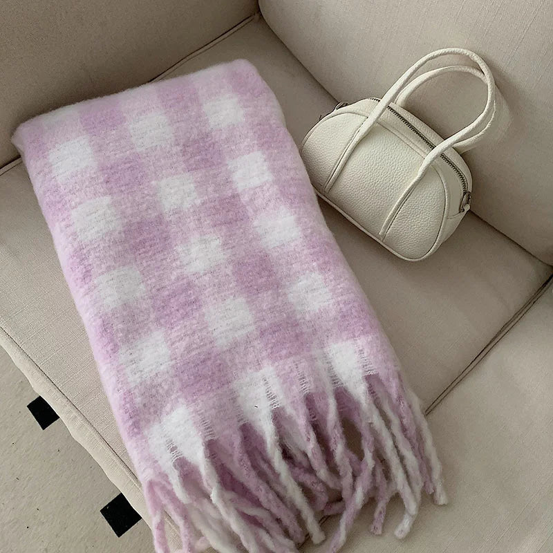 Women's Cashmere Plaid Winter Scarf