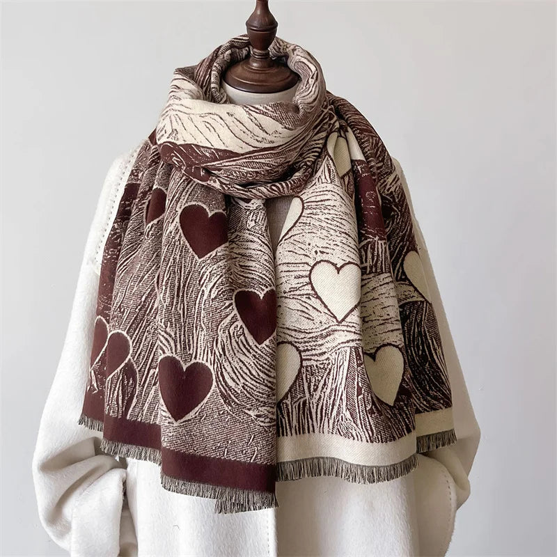 Winter Cashmere Scarf for Women Shawl Wrap Female Luxury Brand Blanket Warm Bufanda Pashmina Echarpe Femme Love Thick Poncho