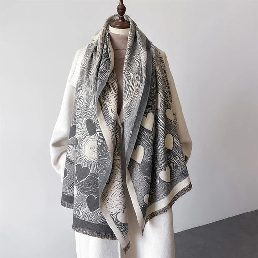 Winter Cashmere Scarf for Women Shawl Wrap Female Luxury Brand Blanket Warm Bufanda Pashmina Echarpe Femme Love Thick Poncho