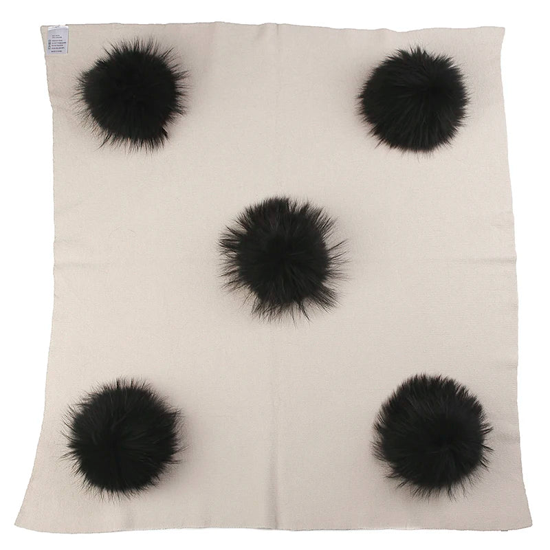 Newborn Kids Baby Warm Solid Wool Swaddling Blanket Girls Travel Soft Sleeping Blanket Bedding With 15cm Real Raccoon Fur Pompom