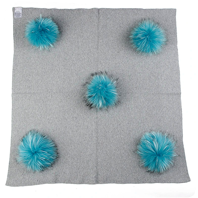 Newborn Kids Baby Warm Solid Wool Swaddling Blanket Girls Travel Soft Sleeping Blanket Bedding With 15cm Real Raccoon Fur Pompom