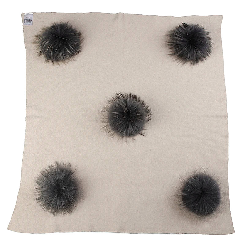 Newborn Kids Baby Warm Solid Wool Swaddling Blanket Girls Travel Soft Sleeping Blanket Bedding With 15cm Real Raccoon Fur Pompom