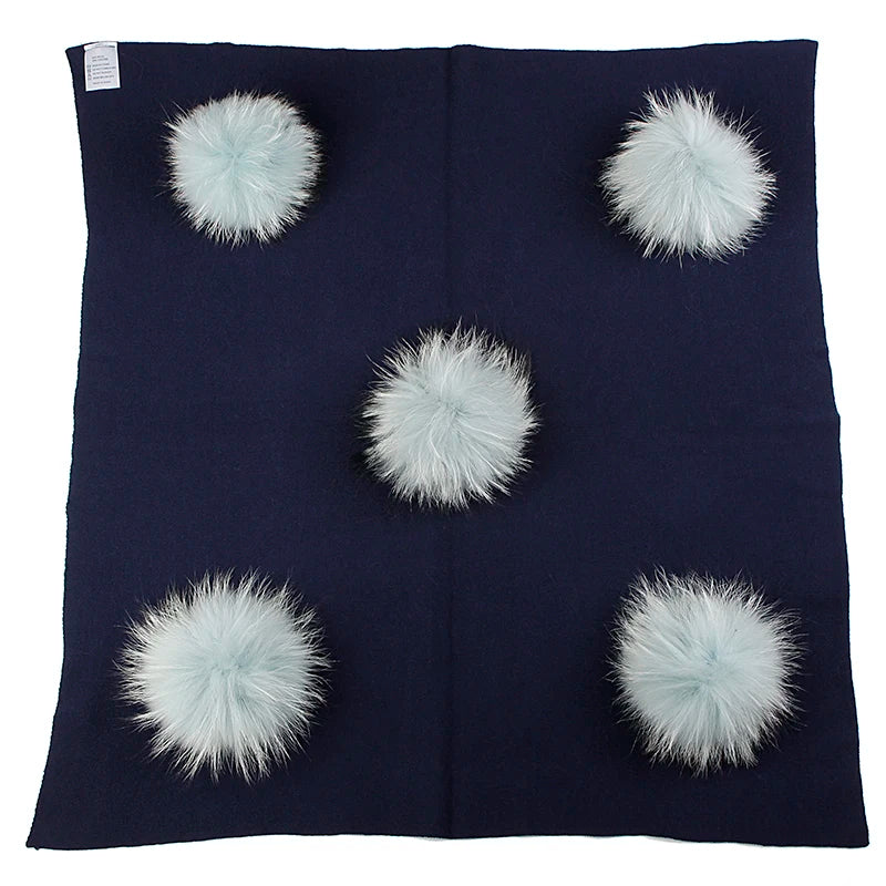 Newborn Kids Baby Warm Solid Wool Swaddling Blanket Girls Travel Soft Sleeping Blanket Bedding With 15cm Real Raccoon Fur Pompom